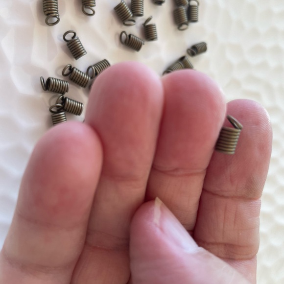 35 Metal Coil Cord Ends, Findings,in Antique Brass Tone for Jewelry Craft Making - Picture 2 of 6